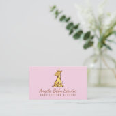 Roze Giraffe Baby Visitekaartje (Staand voorkant)