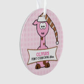 Roze Giraffe Baby's 1e Kerstmis Ornament (voorkant)