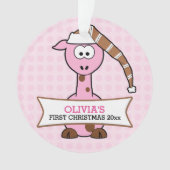Roze Giraffe Baby's 1e Kerstmis Ornament (voorkant)