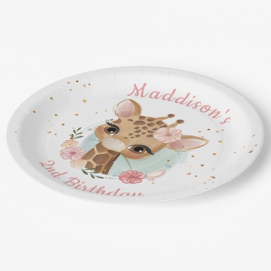Roze Giraffe Birthday Baby shower Paper Bord (Gekanteld)