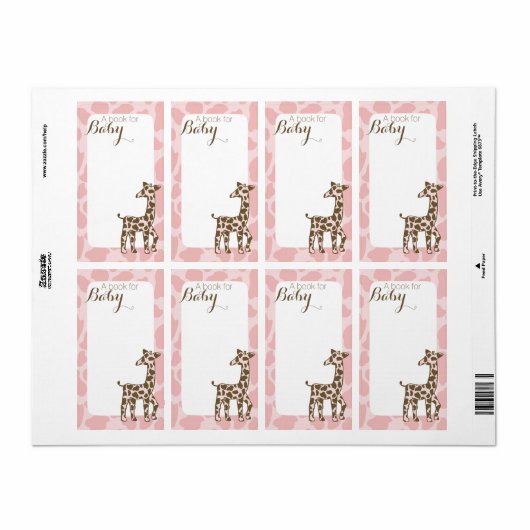 Roze Giraffe Boek Labels (Full Sheet)