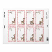 Roze Giraffe Boek Labels (Full Sheet)