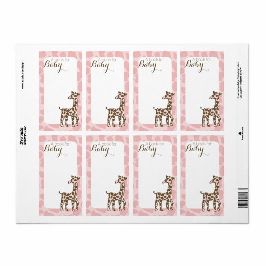 Roze Giraffe Boek Labels (Full Sheet)