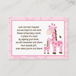 Roze Giraffe Book Request Cards Informatiekaartje