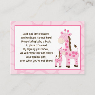 Roze Giraffe Book Request Cards Informatiekaartje