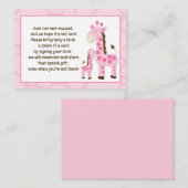 Roze Giraffe Book Request Cards Informatiekaartje (Voorkant / Achterkant)