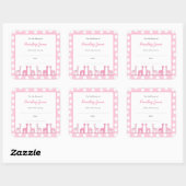 Roze Giraffe Breng een Boek Baby shower stickers (Vel)