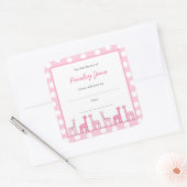 Roze Giraffe Breng een Boek Baby shower stickers (Envelop)