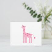 Roze Giraffe Briefkaart (Staand voorkant)