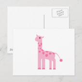Roze Giraffe Briefkaart (Voorkant / Achterkant)