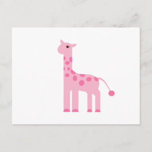 Roze Giraffe Briefkaart