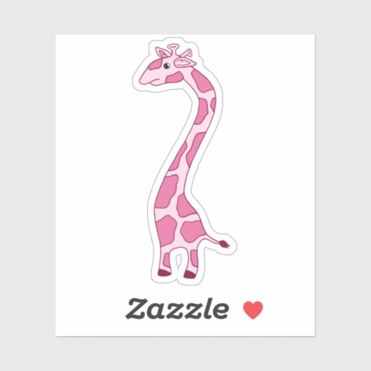 Roze Giraffe Cartoon Laptop Sticker (Vel)