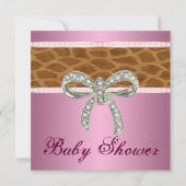 Roze Giraffe Diamond Bow Baby shower Kaart (Voorkant)