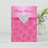 Roze Giraffe Diamond Heart Baby shower Kaart (Staand voorkant)