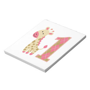 Roze Giraffe eerste verjaardag Notitieblok