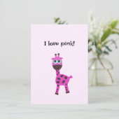 Roze giraffe feestdagenkaart (Staand voorkant)