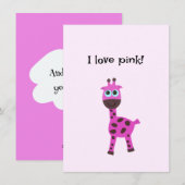 Roze giraffe feestdagenkaart (Voorkant / Achterkant)