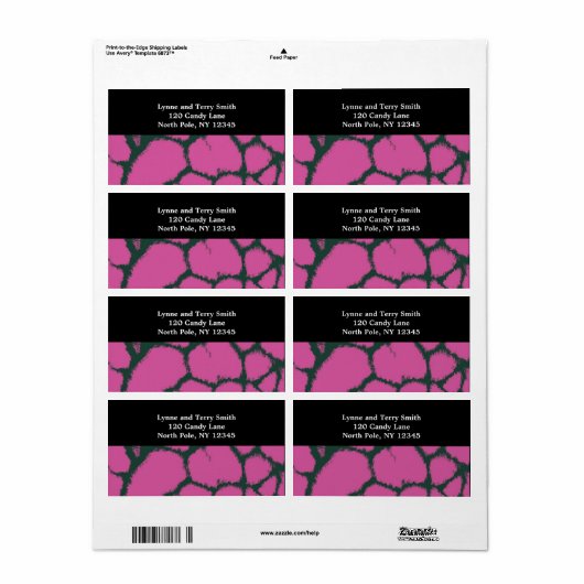 Roze Giraffe Fur Pattern Etiket (Full Sheet)