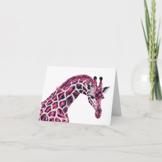 Roze Giraffe Gelukkige Verjaardag Uniek Individuee Feestdagen Kaart (Voorkant)
