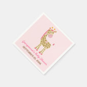 Roze Giraffe Gepersonaliseerd Baby shower Napkin Servetten (Hoek)