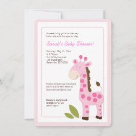 Roze Giraffe Girl Baby shower Kaart