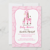 Roze Giraffe Girl Baby shower Kaart (Voorkant)