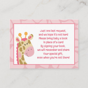 Roze Giraffe Girl Enclosure Book Request Cards Informatiekaartje