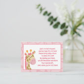 Roze Giraffe Girl Enclosure Book Request Cards Informatiekaartje (Staand voorkant)