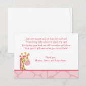 Roze Giraffe Girl Safari RSVP Enclosure Cards Informatiekaartje (Voorkant / Achterkant)