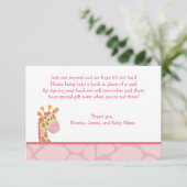 Roze Giraffe Girl Safari RSVP Enclosure Cards Informatiekaartje (Staand voorkant)