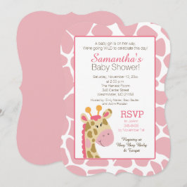 Roze Giraffe Het is een Girl Baby shower Uitnodigi Kaart
