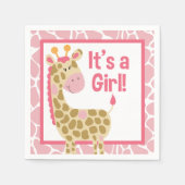 Roze Giraffe Het is een meisje Baby shower Napkins Servetten (Voorkant)