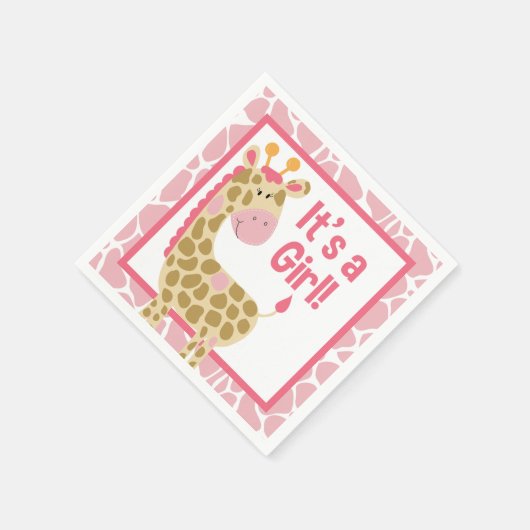Roze Giraffe Het is een meisje Baby shower Napkins Servetten (Hoek)