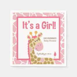 Roze Giraffe Het is een Meisje Op maat gemaakte se Servetten