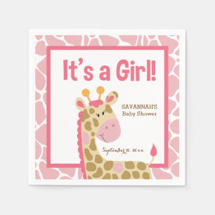Roze Giraffe Het is een Meisje Op maat gemaakte se Servetten