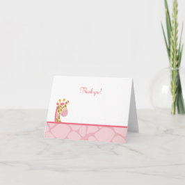 Roze Giraffe ingevuld Hartelijk dank Bedankkaart