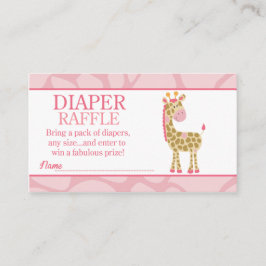 Roze Giraffe Jungle Jill Baby Shower Luier Raffle Informatiekaartje