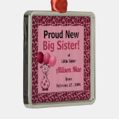 Roze Giraffe kerst met roze nieuwe zuster Metalen Ornament (Rechts)