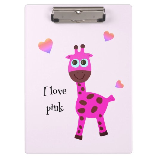 Roze giraffe klembord (Voorkant)