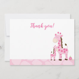 Roze Giraffe Mammie Baby shower Hartelijk dank Kaart