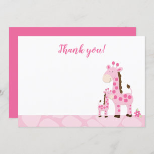 Roze Giraffe Mammie Baby shower Hartelijk dank Kaart
