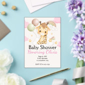 Roze Giraffe meisje BABY SHOWER UITNODIGING (Insitu (Huwelijk))