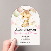 Roze Giraffe meisje BABY SHOWER UITNODIGING (Insitu (Draagbaar))