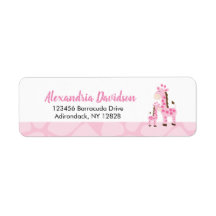 Roze Giraffe Meisje Jungle Aangepaste Adreslabels