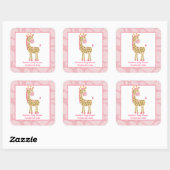 Roze Giraffe Meisje Safari Square Favor Stickers (Vel)