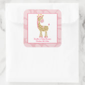 Roze Giraffe Meisje Safari Square Favor Stickers (Tas)