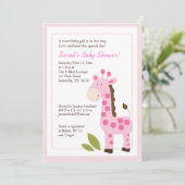 Roze Giraffe Oerwoud 5x7 Baby shower Kaart (Staand voorkant)