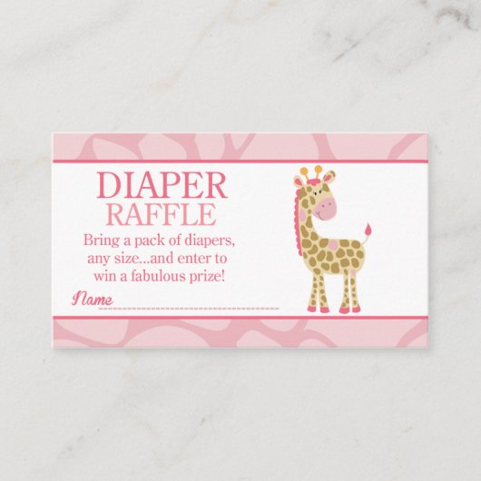 Roze Giraffe Oerwoud Jill Baby shower Diaper Raffl Informatiekaartje (Voorkant)