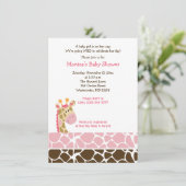 Roze Giraffe Oerwoud Safari Baby shower Kaart (Staand voorkant)