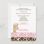 Roze Giraffe Oerwoud Safari Baby shower Kaart (Voorkant)